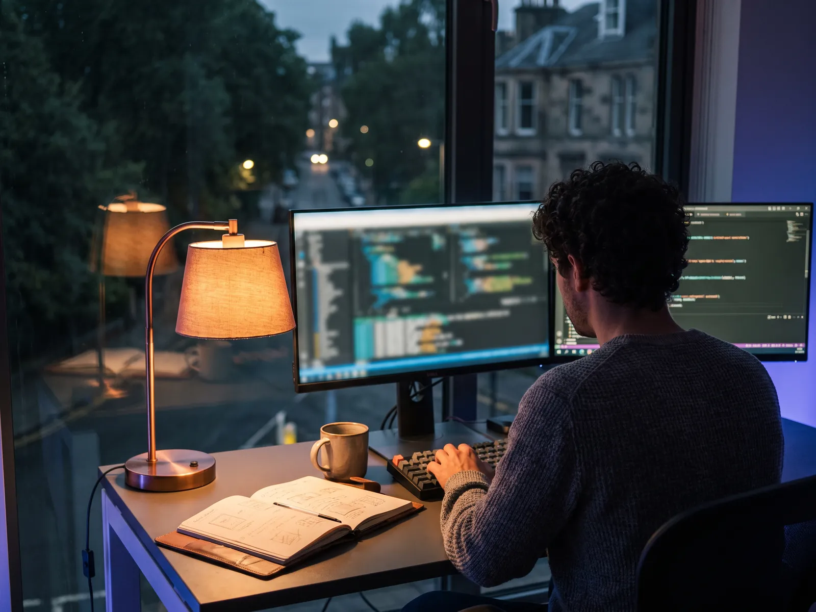Ingeniero de software trabajando en una estación de desarrollo